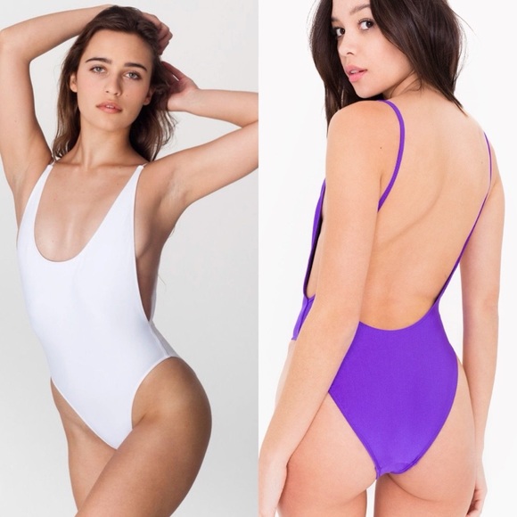 RARE American Apparel Junk Food Print High Leg Low Back One Piece Swimsuit - Picture 6 of 7